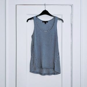 The Limited Blue White Stripe Linen Blend Tank